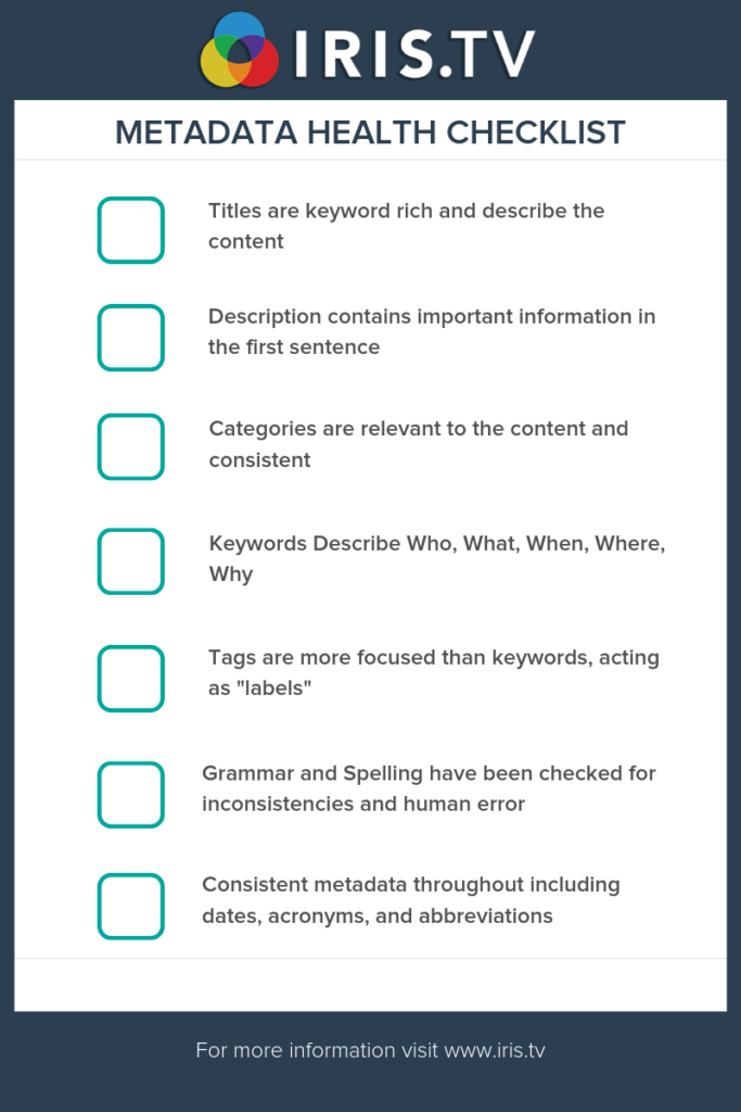 Video Programming Playbook: Metadata Taxonomy 